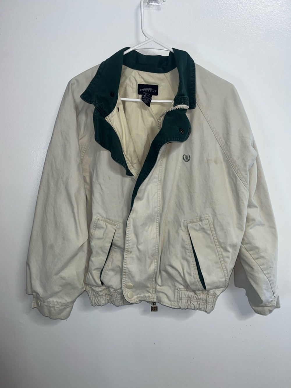 Givenchy Cream Jacket with Forest Green Collar & Trim